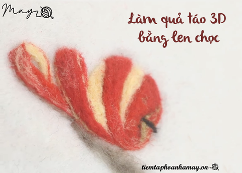 Làm quả táo 3D bằng len chọc (có mẫu in)