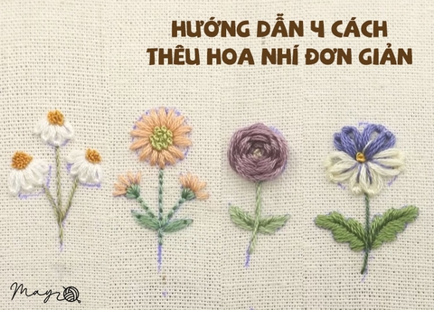 Hướng dẫn 4 cách thêu hoa nhí đơn giản (có mẫu in)