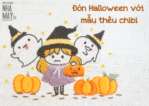 Đón Halloween sớm chút xíu với mẫu thêu chibi ngộ nghĩnh (có mẫu in)