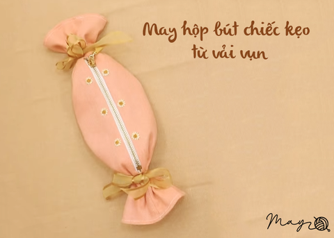 May hộp bút chiếc kẹo từ vải vụn