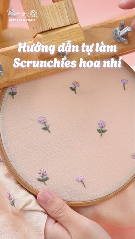 Hướng dẫn làm scrunchies hoa tím