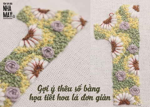Gợi ý thêu số bằng họa tiết hoa lá đơn giản