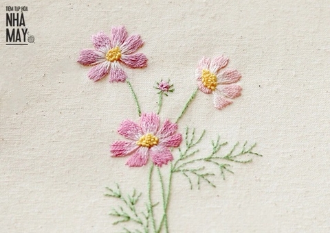 Học thêu cơ bản: Đôi nét thêu hoa cánh bướm ngày xuân (có mẫu in)