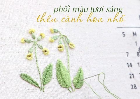 Thu nhỏ cành hoa dại lên tấm lịch vải mộc mạc (có mẫu in)