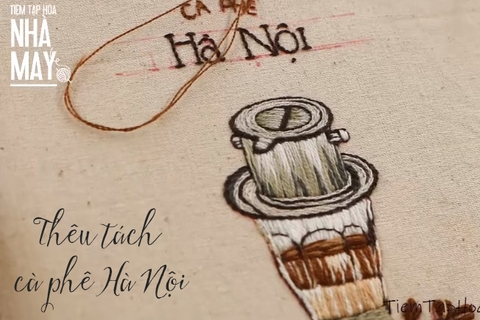 Học thêu cơ bản: Thêu tách cà phê Hà Nội (có mẫu in)