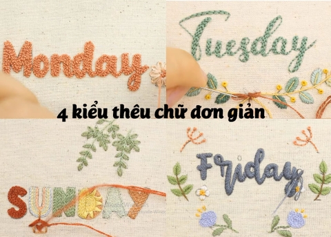 4 kiểu thêu chữ đơn giản cho người mới (có mẫu in)