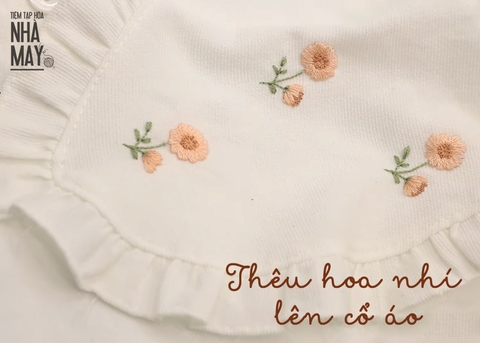 Ứng dụng thêu hoa nhí dễ thương lên cổ áo (có mẫu in)