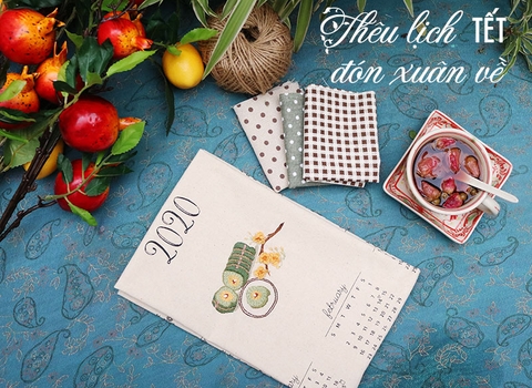 Thêu lịch bánh tét đón xuân về