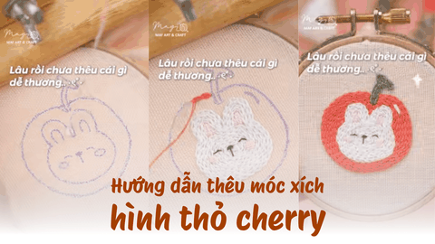 Hướng dẫn thêu móc xích hình thỏ cherry