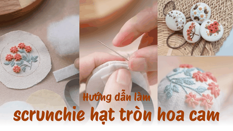 Hướng dẫn làm scrunchie hạt tròn hoa cam