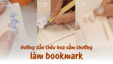 Hướng dẫn thêu hoa cẩm chướng làm bookmark