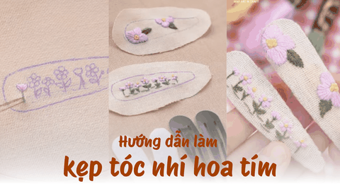 Hướng dẫn làm kẹp tóc nhí hoa tím