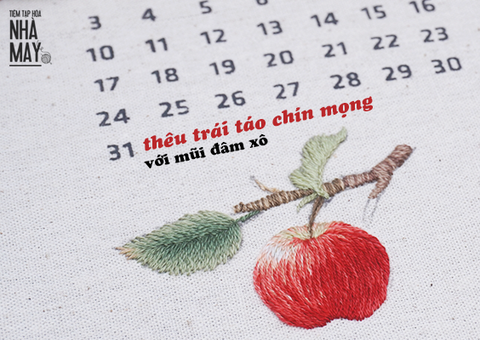 HƯỚNG DẪN THÊU TRÁI TÁO CHÍN MỌNG BẰNG MŨI ĐÂM XÔ (có mẫu in)