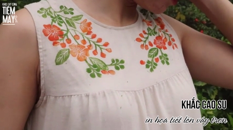Hướng dẫn khắc cao su in họa tiết lên váy trơn
