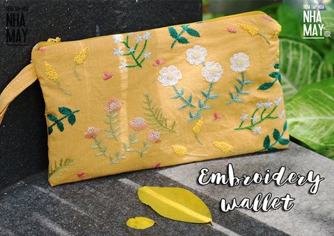 DIY HƯỚNG DẪN LÀM VÍ CẦM TAY THÊU HOA ĐƠN GIẢN