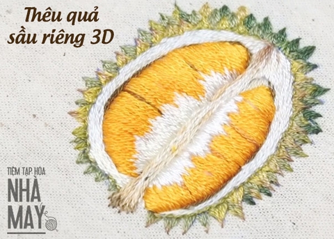 Thêu quả sầu riêng 3D (có mẫu in)