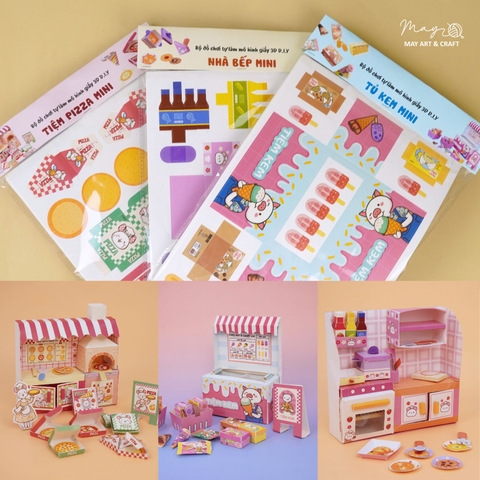 Combo 3 bộ đồ chơi tự làm mô hình giấy 3D DIY