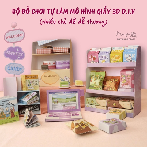 Combo 3 bộ đồ chơi tự làm mô hình giấy 3D DIY
