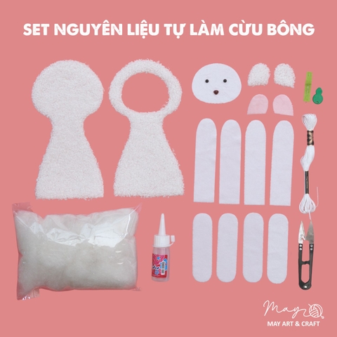 Set nguyên liệu tự làm thú bông cừu trắng
