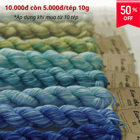Chỉ thêu loang màu Eco-thread nhuộm sinh học (cuộn nhỏ 10g)