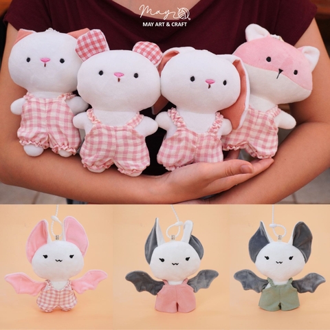 Thú bông mini kèm trang phục và móc treo silicon