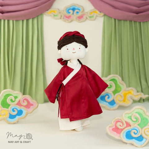 Set Búp bê trang phục phong cách Áo Giao Lĩnh đỏ và mấn