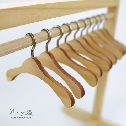 Móc treo quần áo thú bông bằng gỗ (có móc sắt) 10cm