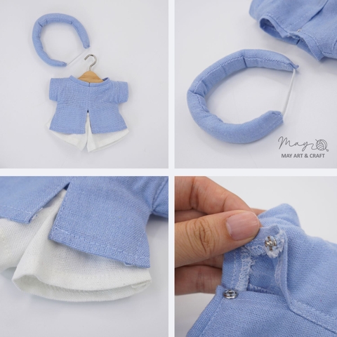 Set áo dài cổ đứng kèm khăn mấn cho thú bông mini