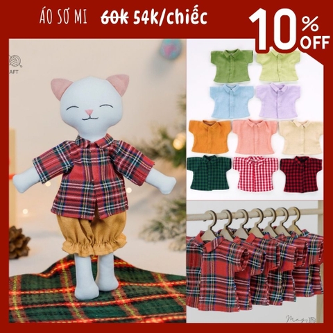 Áo sơ mi cộc tay cho thú bông (nhiều màu sắc)