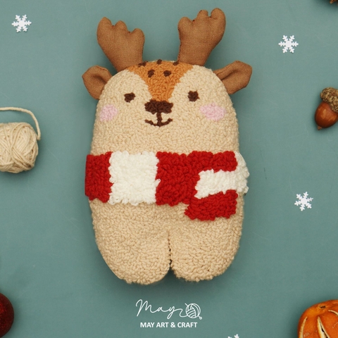 Bộ nguyên liệu làm thú bông Tuần lộc từ thêu len nổi punch needle