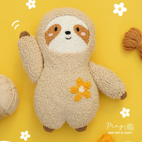 Bộ nguyên liệu làm thú bông Bé Lười từ thêu len nổi punch needle