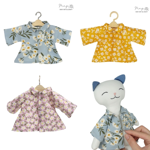 Áo sơ mi hoa tay lửng cho thú bông vải