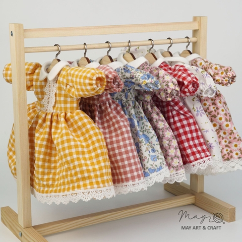 Váy xòe cổ sen phối ren cho thú bông (nhiều màu sắc hoạ tiết)