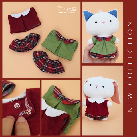 Set quần áo cổ sen thú bông mini phong cách noel