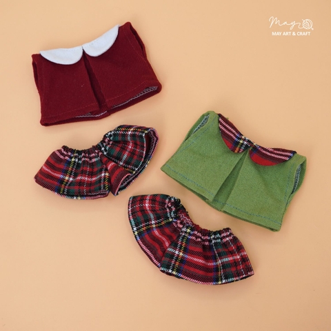 Set quần áo cổ sen thú bông mini phong cách noel