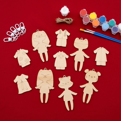 Set tô màu gỗ phối đồ trang phục truyền thống