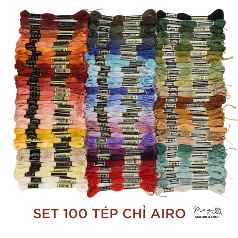 Chỉ thêu hãng Airo set 100 màu