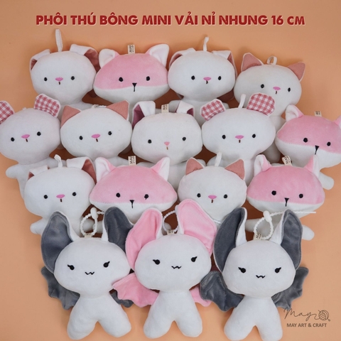 Phôi thú bông mini kèm móc silicon (Không kèm trang phục)