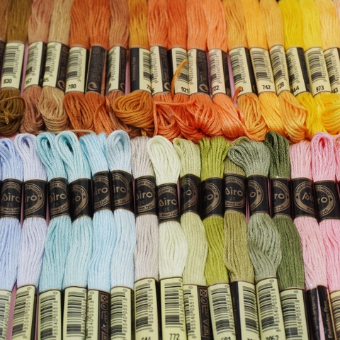 [Set thêu chỉ tốt] Chỉ Airo 100 màu + Khung gỗ du