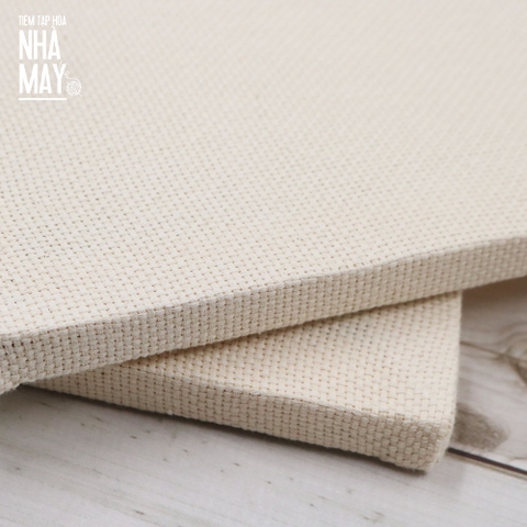 Khung gỗ căng sẵn vải aida mềm thêu tranh len nổi punch needle