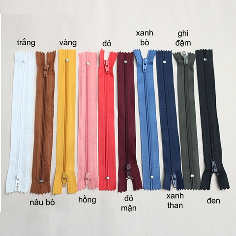 Combo 10 khóa kéo nhựa 20cm
