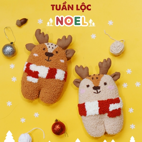 Bộ nguyên liệu làm thú bông Tuần lộc từ thêu len nổi punch needle