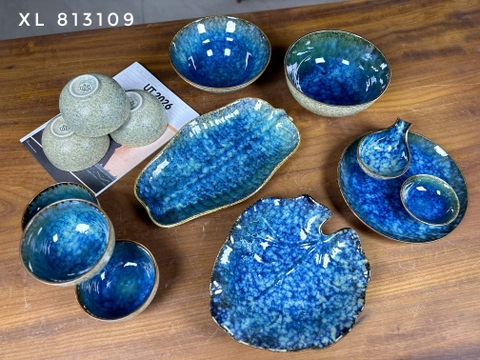 bộ bát đĩa sứ men hoả biến cho nhà hàng, khách sạn