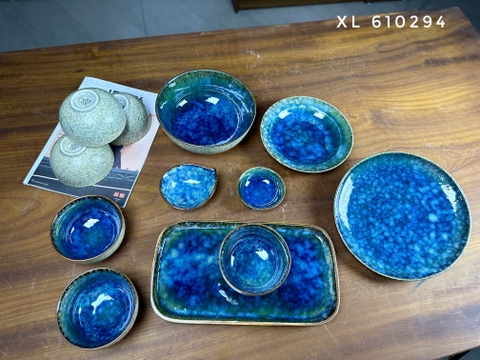 bộ bát đĩa sứ men hoả biến cho nhà hàng, khách sạn