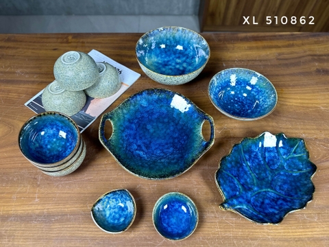 bộ bát đĩa sứ men hoả biến cho nhà hàng, khách sạn