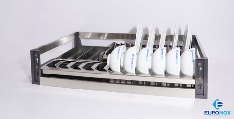 Giá bát đĩa inox đáy đặc gắn cánh Stainless Steel Pull-out Dish Rack with Solid Base and Wings attached