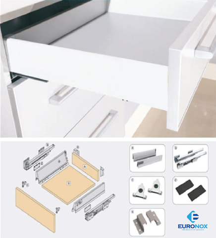 Ray hộp giảm chấn cao cấp vách cao Luxury soft close box drawer with upper wall
