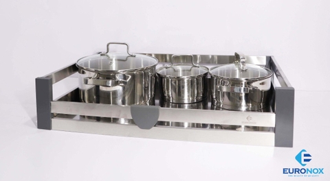 Giá xoong nồi inox đáy đặc âm tủ Cabinet Stainless Steel Pull-Out Basket for Pot/Pan with Solid Base