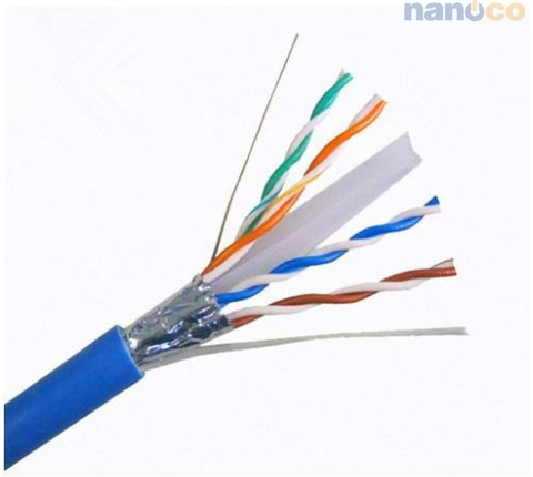 Dây cáp mạng CAT6 FTP 0.56 mm 4 Pair chống nhiễu màu xanh