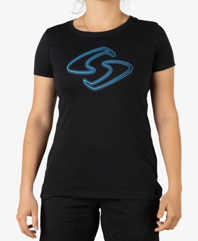 Áo Thun Cotton Nữ Pickleball Màu Đen - Fade